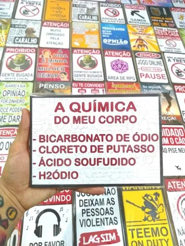 Quadro "Química do Meu Corpo" Bicarbonato de Ódio Mdf Memes Placa Humor- NerdDog Store