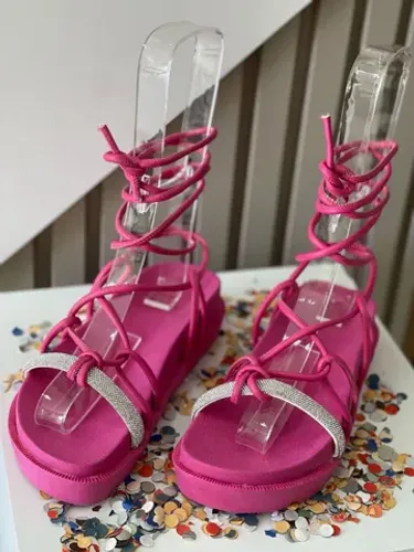 Sandália Papete Pink de Amarração Nova
