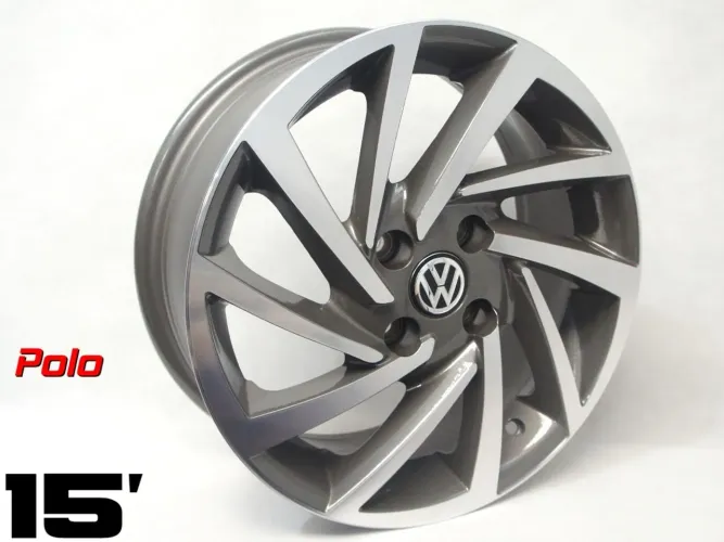 Roda aro 15 Vw Polo Grafite com diamantado 4x100 jogo novo