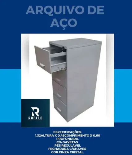 Gaveta arquivo de aço com 4 Gavetas para pastas suspensas em até 5x sem juros no cartão