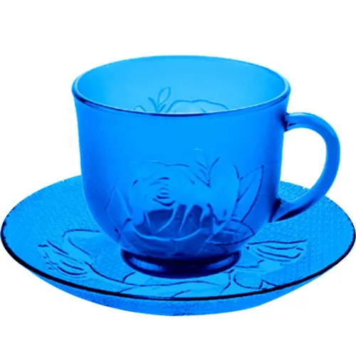 Xicara Cha Azul Rosas 200ml 12 Pçs
