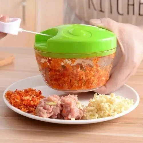 Processador, Picador Alimentos Manual 3 Lâminas Inox 500 ML Triturador Frutas Verduras