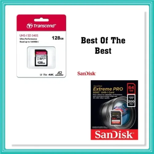 Cartão Transcend 128GB 4K 160mb/s Ou Sandisk 64gb Extreme Pro 4K 200mb/s Uhs-i V30