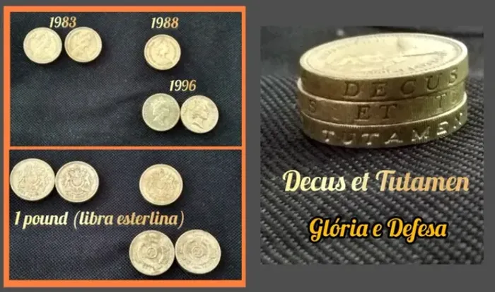 Kit 5 moedas inglesas de 1983, 1988, 1996