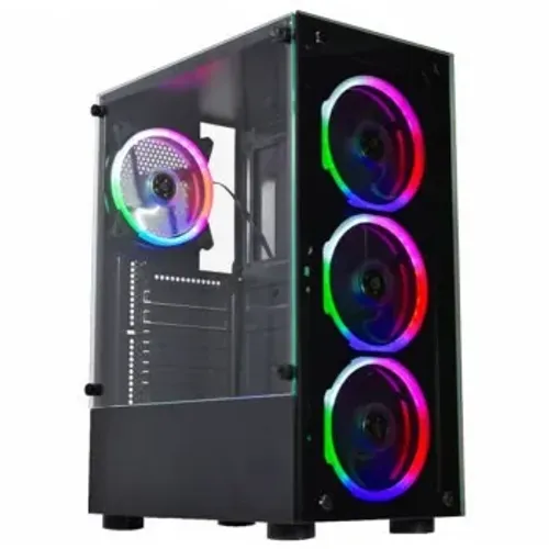 Gabinete Gamer K-Mex Elite Multicolor, CG-10W5, Lateral em Vidro, 3 Fan inclusas, S/ Fonte