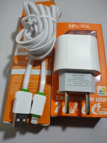 Carregador USB 18W HREBOS + Cabo Lightning
