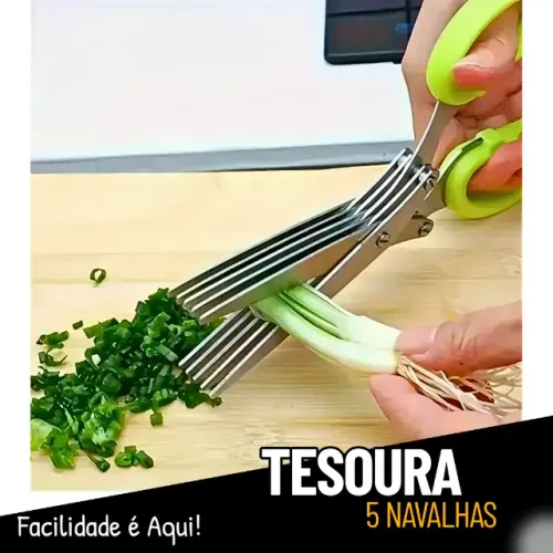 Tesoura Multiuso 5 Lâminas Verduras, Salsinha, Picota Papéis _ CS414