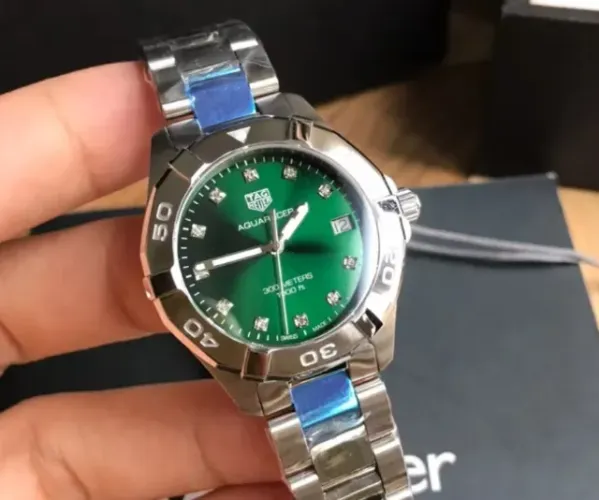 relógio de quartzo feminino TAG Heuer Aquaracer 32 mm verde