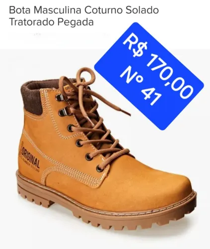 Bota Coturno Masculina Solado Tratorado