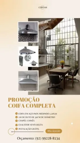 Coifa completa promocional Med. 1,20x70