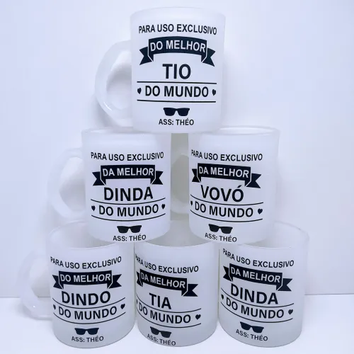 Caneca Personalizada De Vidro jateada 