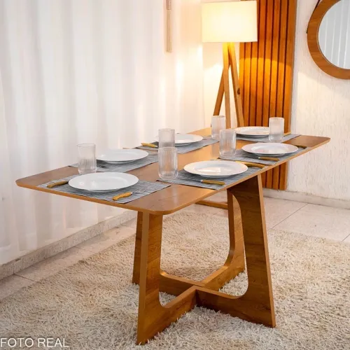 Mesa de Jantar Dubai Tampo Londres 160x80 Cinamomo 100% MDF- Entrega Rápida