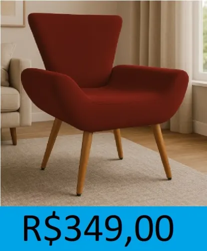 Poltrona com pés retro - Entrega GRATIS- Pronta ENTREGA