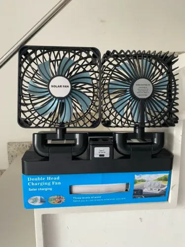 Ventilador duplo a energia solar e bateria 