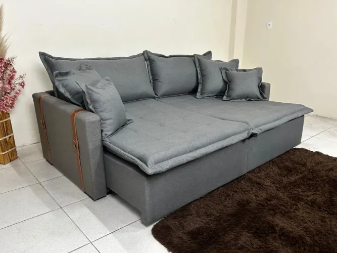 Sofá Cama Retrátil Reclinável Esparta 2.20m l64