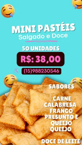 Mini pastéis salgados e doces - 50 unidades