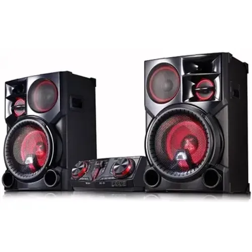 Mini System LG Xboom CJ98 preto y vermelho com bluetooth 2700W de potência