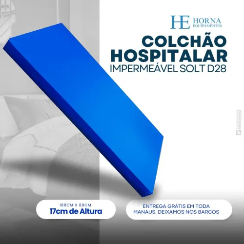 Colchão Hospitalar Impermeável Solt D28 - 188cm x 88cm x14cm