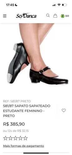 Sapato Sapateado Menina Preto Só Dança Tam 31