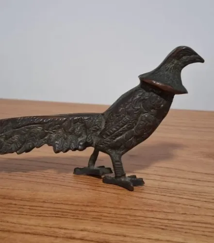 Antiga Escultura de Bronze de Pássaro Faisão