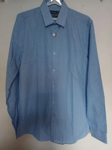 Camisa Social Listrada Azul Slim Fit L Primark
