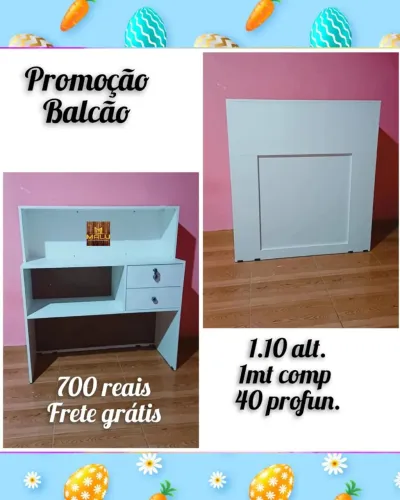 Balcão de Loja em MDF Branco - Novo