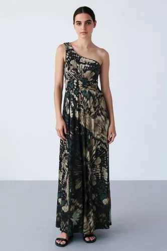 vestido de festa ombro só longo estampado casamento madrinha formatura lemon cola 
