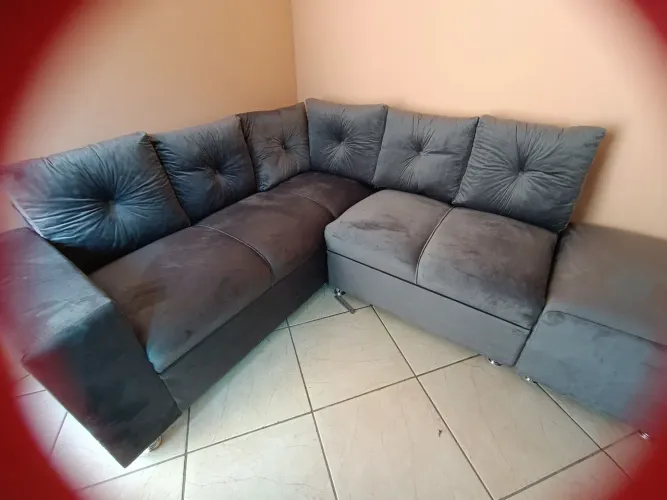 Sofá de Canto Cinza - Novo