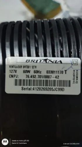 Ventilador 30cm Britânia 127v zerado não entrego retira ZL SJC aceitamos pix