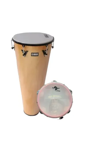 TIMBA SAMBA PAGODE PERCUSSÃO PHX 70x13 MADEIRA VERNIZ + pandeiro de brinde
