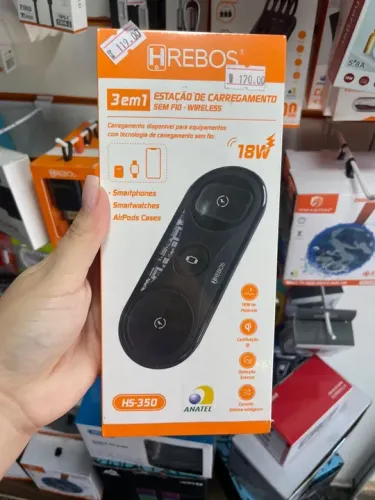Carregador Wireless 3 em 1 18W - Hrebos HS-350