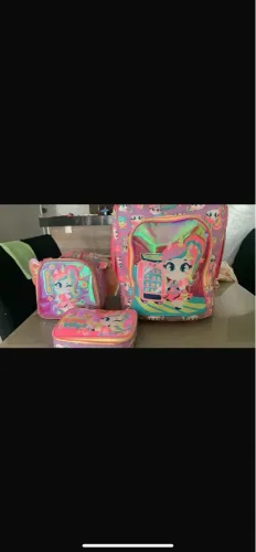 kit mochila com rodinha puket unicornio 