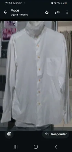 Camisa social branca gola padre