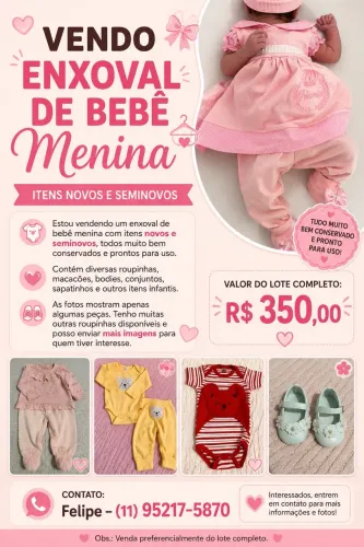 Enxoval completo feminino de bebê 