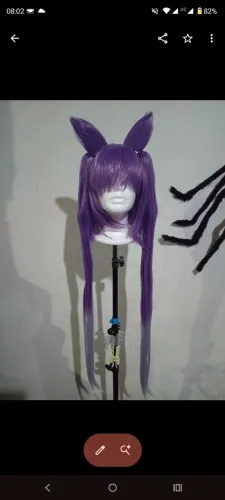 Peruca para cosplay com ponnytail roxa