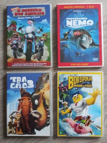 Lote 4 Dvds animação - Nemo - Bob Esponja - Segredo - Era do Gelo