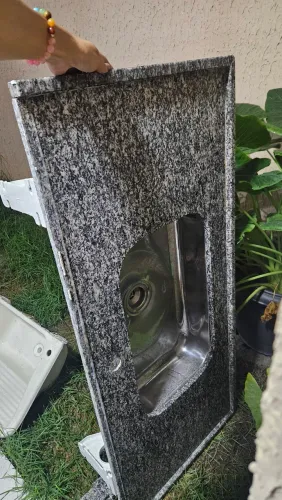 Pia inox com pedra de granito (+brinde Tanquinho)