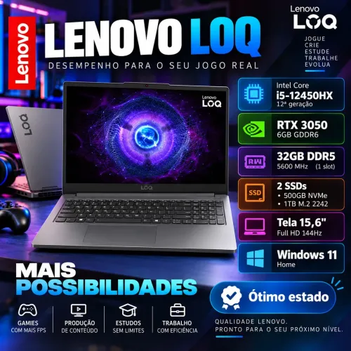 Lenovo LOQ RTX3050 6GB - i5 12°gen - 32GB RAM DDR5 5600 mhz SSD 1,5TB
