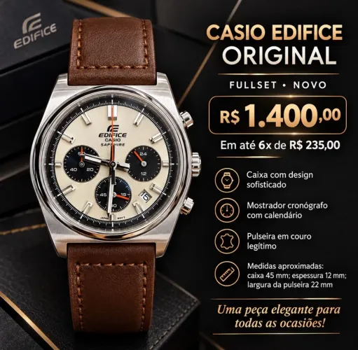 Relógio Casio Edifice Panda Cronógrafo 