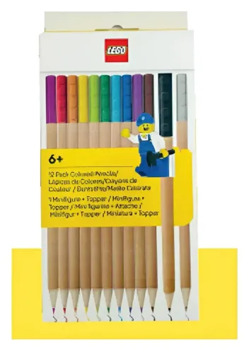 Lápis de cor 12 cores com bloco de encaixe Lego