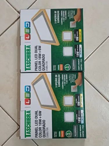 2 Plafons Led Embutir Quadrado Dual Color Taschibra 18w+6w