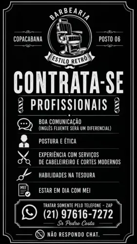 Contrata-se Barbeiros para zona Sul RJ