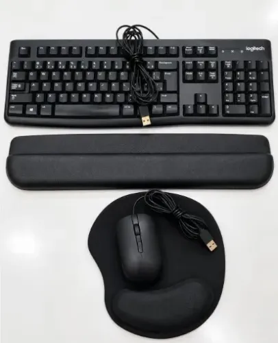 Kit Teclado Logitech + Mouse Dell + Apoios de Pulso + mouse - periféricos para computador