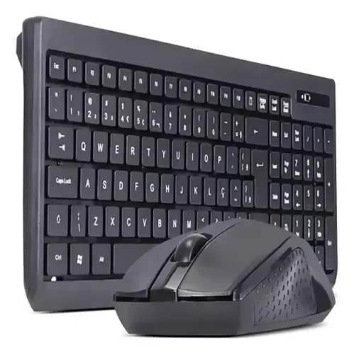 Kit Teclado e Mouse Gamer Sem Fio Knup KP-2012 Preto com Layout ABNT2