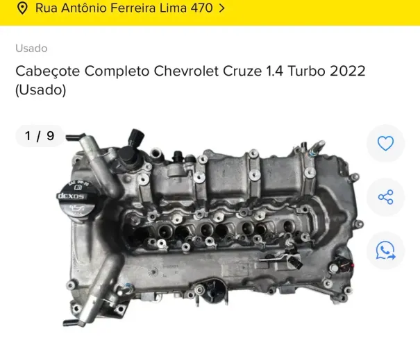CABEÇOTE COMPLETO CHEVROLET CRUZE 1.4 TURBO 2022 COM NF E GARANTIA 