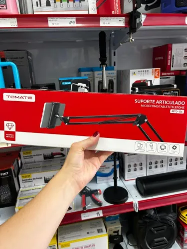 Suporte de mesa para microfone e celular