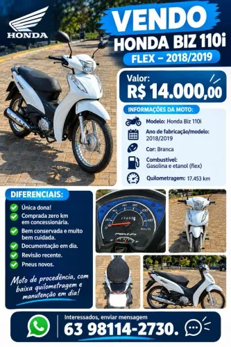 VENDO HONDA BIZ 110i FLEX - 2018/2019