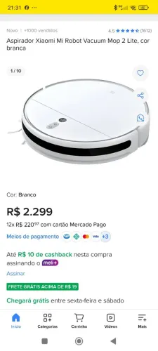 Aspirador robô xiaomi vácuum Mop