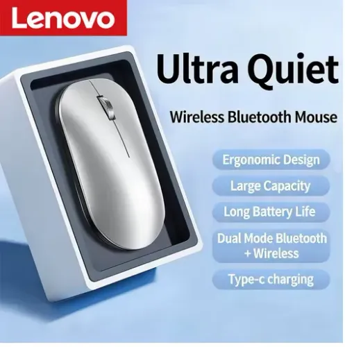 Mouse Bluetooth Sem Fio Lenovo 2.4G, Modo Duplo