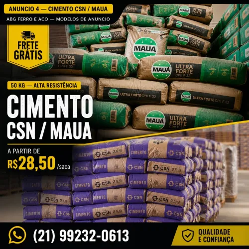 Cimento CSN e Mauá 50kg | Pronta Entrega | Frete Grátis